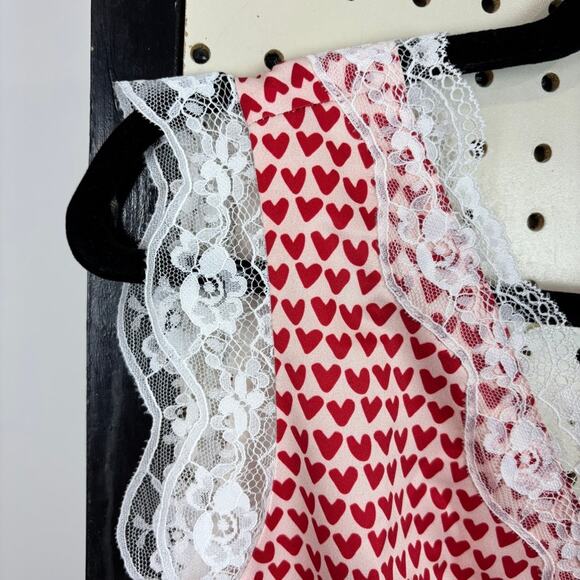 NWT Simple Retro Heart Print Slip Dress Romantic Feminine Midi M - Picture 4 of 10